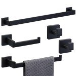 5-Piece Matte Black Bathroom Towel Bar Set
