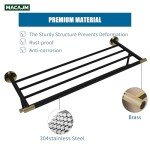 Matte Black & Gold 24" Towel Rack with Shelf