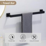 5-Piece Matte Black Bathroom Towel Bar Set