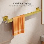 Brushed Gold Wall-Mounted Towel Rack - 23.6 Inch
