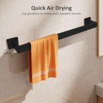 Matte Black Wall-Mounted Towel Rack - 23.6 Inch