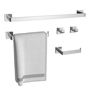 5-Piece Polished Chrome Bathroom Towel Rack Set