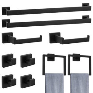 Matte Black Stainless Steel Bathroom Accessories Set