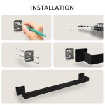 Matte Black Wall-Mounted Towel Rack - 23.6 Inch