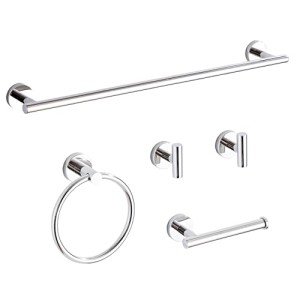 5-Piece Chrome Bath Hardware Set with Towel Racks