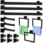 15-Piece Matte Black Bathroom Towel Hardware Set