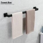 Black Bathroom Hardware Accessories Set with Towel Rack