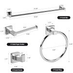 Ntipox 5-Piece Polished Chrome Bathroom Accessories Set