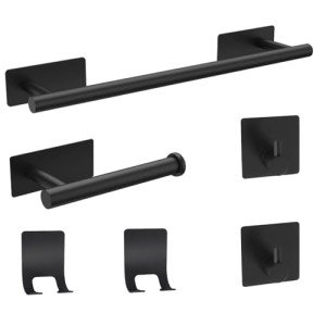 Matte Black 6-Piece Bathroom Accessory Set