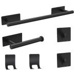 Matte Black Bathroom Accessories Set - 6 Pieces