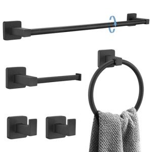 Matte Black 5-Piece Towel Bar Set
