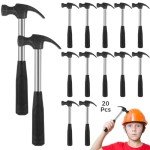 20 Mini Claw Hammers for Kids with Rubber Handles