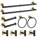 Black and Gold 10-Piece Bathroom Towel Bar Set