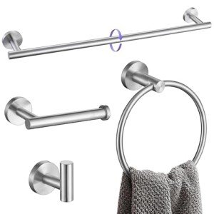 Brushed Nickel 4-Piece Bathroom Towel Bar Set