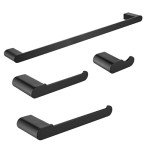 4-Piece Matte Black Bathroom Hardware Set