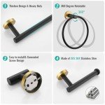 Black and Gold 10-Piece Bathroom Towel Bar Set