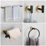 Black and Gold 10-Piece Bathroom Towel Bar Set