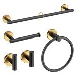 Black and Gold 5-Piece Bathroom Hardware Set