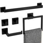 Black Stainless Steel Bathroom Accessories Set - 5 Pack