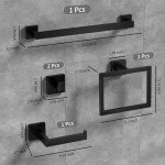 Black Stainless Steel Bathroom Accessories Set - 5 Pack