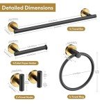 Black and Gold 5-Piece Bathroom Hardware Set