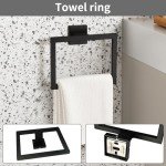 Black Stainless Steel Bathroom Accessories Set - 5 Pack
