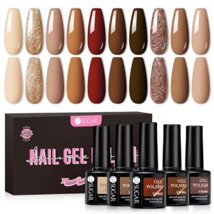 10-Color Brown Gel Nail Polish Set
