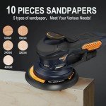 MAXXT 6-Inch Orbital Sander with 10 Sandpapers