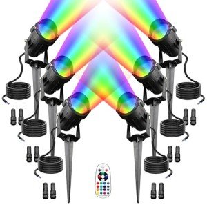 Qeeanmo Color Changing Landscape Lighting - 6 Pack