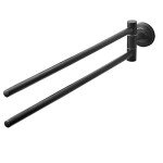 AMARE Matt Black 2-Arm Towel Rail & Holder