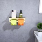 Double Toilet Paper Holder with Shelf - Brushed Gold