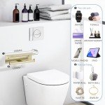 Double Toilet Paper Holder with Shelf - Brushed Gold