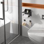 Matte Black Toilet Paper Holder with Shelf & Hooks