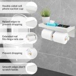 Wall-Mounted Toilet Paper Holder with Shelf - White