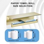 Double Toilet Paper Holder with Shelf - Brushed Gold