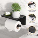 Matte Black Toilet Paper Holder with Phone Shelf