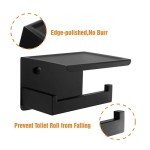 Matte Black Toilet Paper Holder with Shelf & Hooks