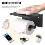 Matte Black Toilet Paper Holder with Phone Shelf