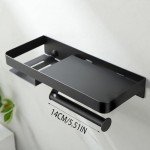 Wall-Mounted Rustproof Toilet Paper Holder with Shelf