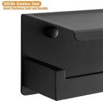Matte Black Toilet Paper Holder with Shelf & Hooks