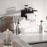 Matte Black Toilet Paper Holder with Phone Shelf