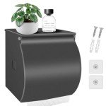 Self-Adhesive Toilet Paper Holder with Shelf, Gray