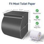 Self-Adhesive Toilet Paper Holder with Shelf, Gray