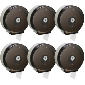 6 Pack Jumbo Toilet Paper Dispenser - Black