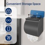 Self-Adhesive Toilet Paper Holder with Shelf, Gray