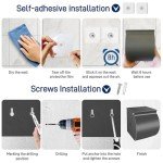 Self-Adhesive Toilet Paper Holder with Shelf, Gray