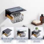 Suyar Black & Gold Wall-Mounted Toilet Paper Holder