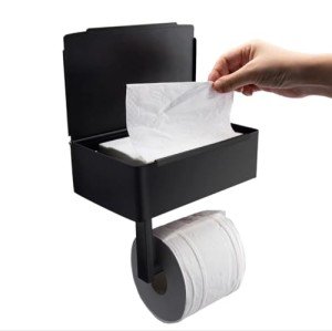 Toilet Paper Holder with Shelf and Wipes Storage