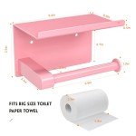 Pink Wall-Mounted Toilet Paper Holder with Shelf