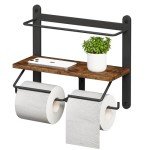 Double Wall-Mounted Toilet Paper Holder with Shelf